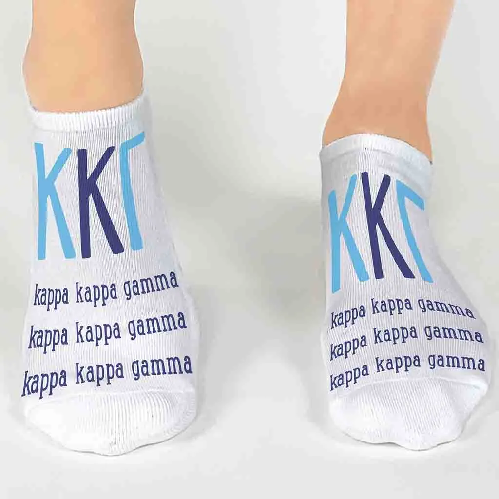 Kappa Kappa Gamma No Show Socks with Greek Letters