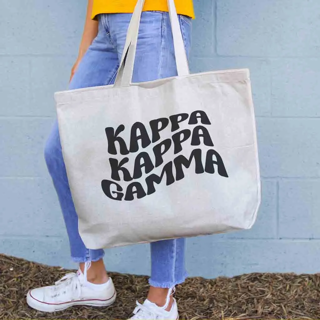 Kappa Kappa Gamma Sorority Tote Bag - Large Canvas with Mod Design