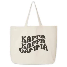 Kappa Kappa Gamma Sorority Tote Bag - Large Canvas with Mod Design