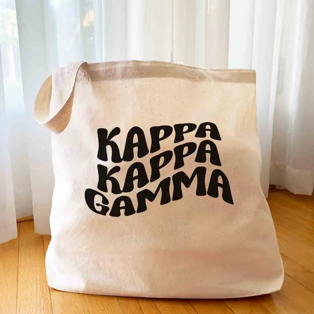 Kappa Kappa Gamma Sorority Tote Bag - Large Canvas with Mod Design