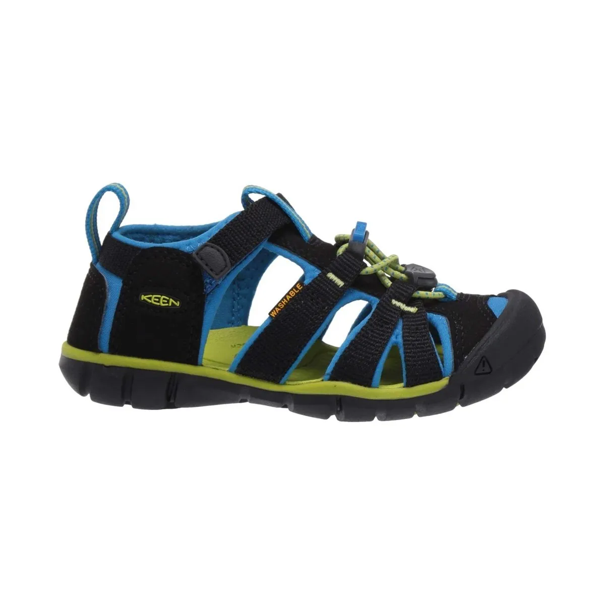 Keen Boys Seacamp Black Blue Lime sizes 1-7