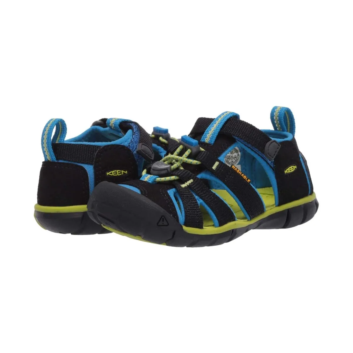 Keen Boys Seacamp Black Blue Lime sizes 1-7