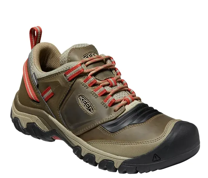 KEEN Ridge Flex Waterproof Hiking Shoe - Timberwolf/Ketchup