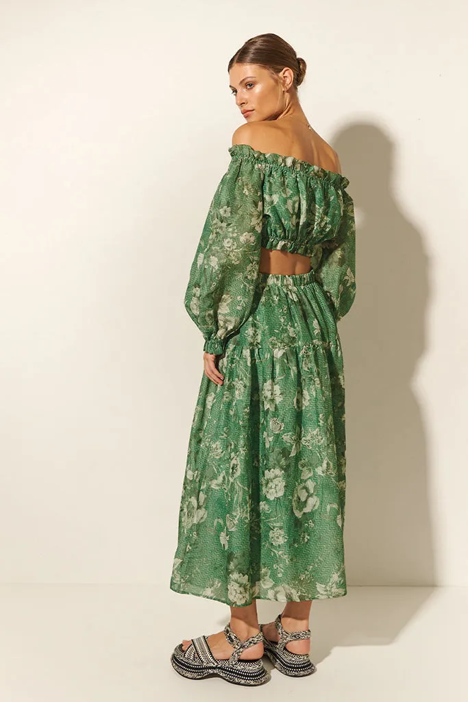 Kivari emerald green Khalo midi skirt final sale.