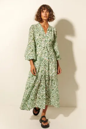 Kivari Gabrielle Midi Dress Sage Floral - Clearance Sale