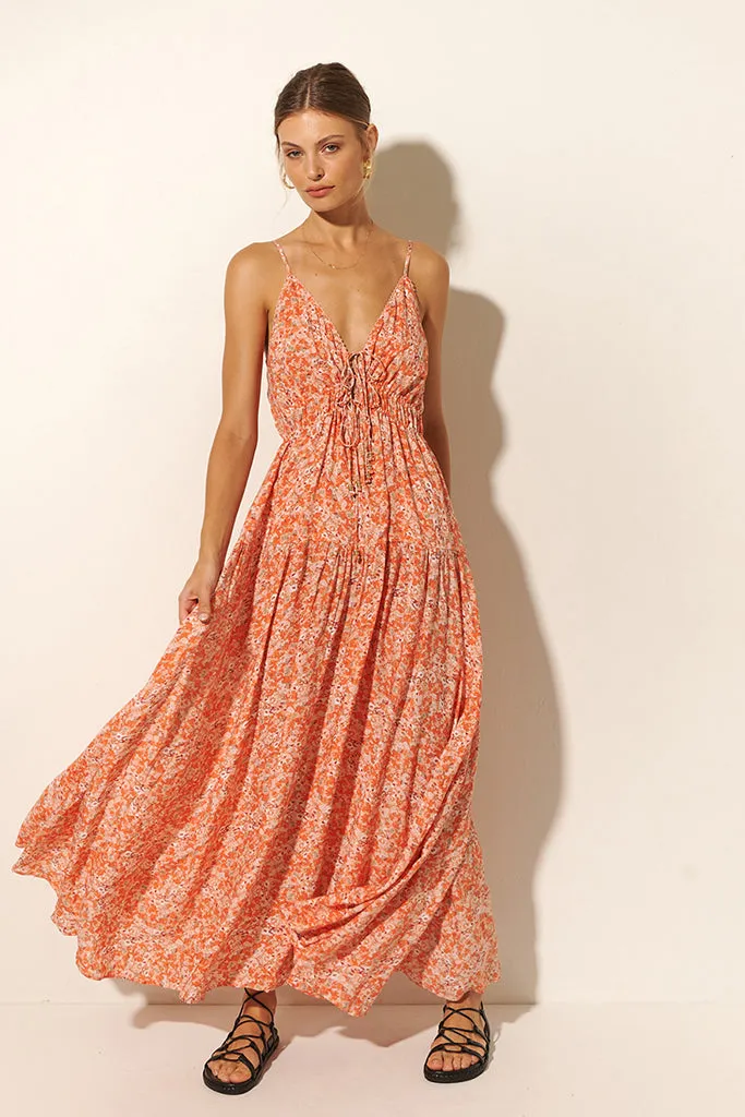 Kivari - Ines Strappy Maxi Dress - Orange Multi - FINAL SALE.