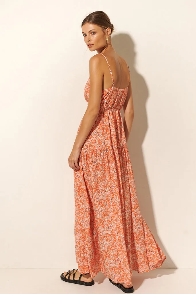 Kivari - Ines Strappy Maxi Dress - Orange Multi - FINAL SALE.