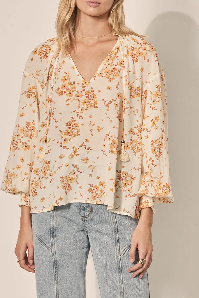 Kivari Misha Blouse Cream Rust Ditsy - Final Sale