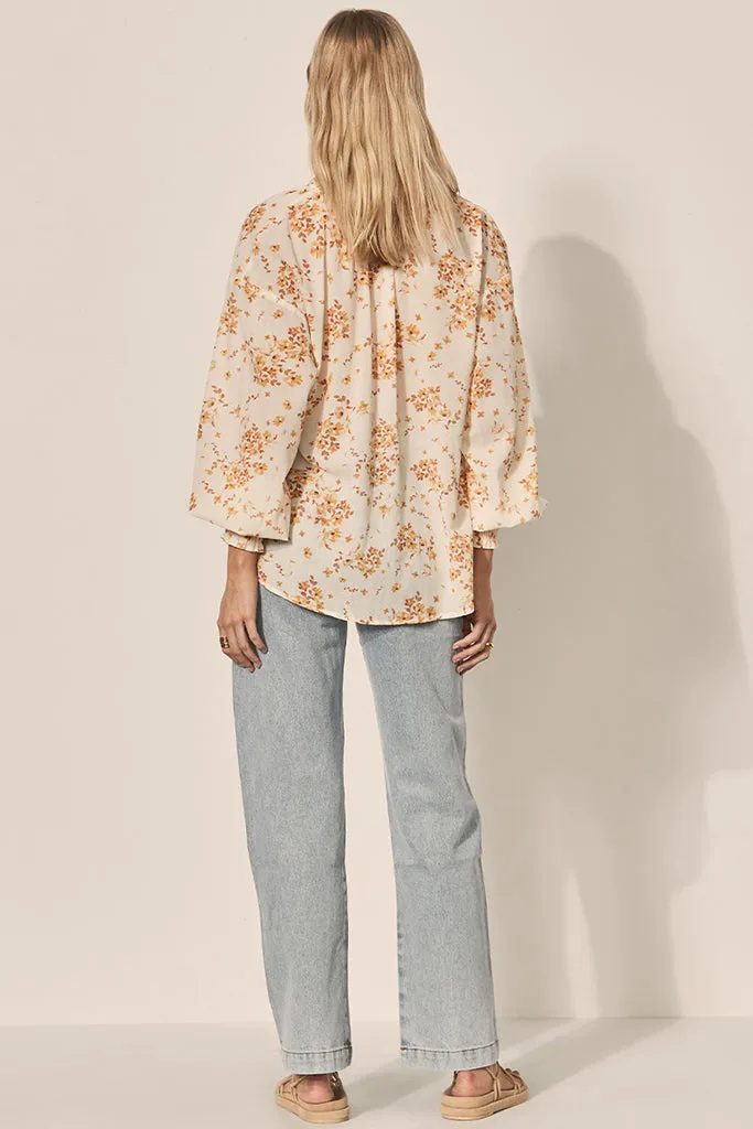 Kivari Misha Blouse Cream Rust Ditsy - Final Sale