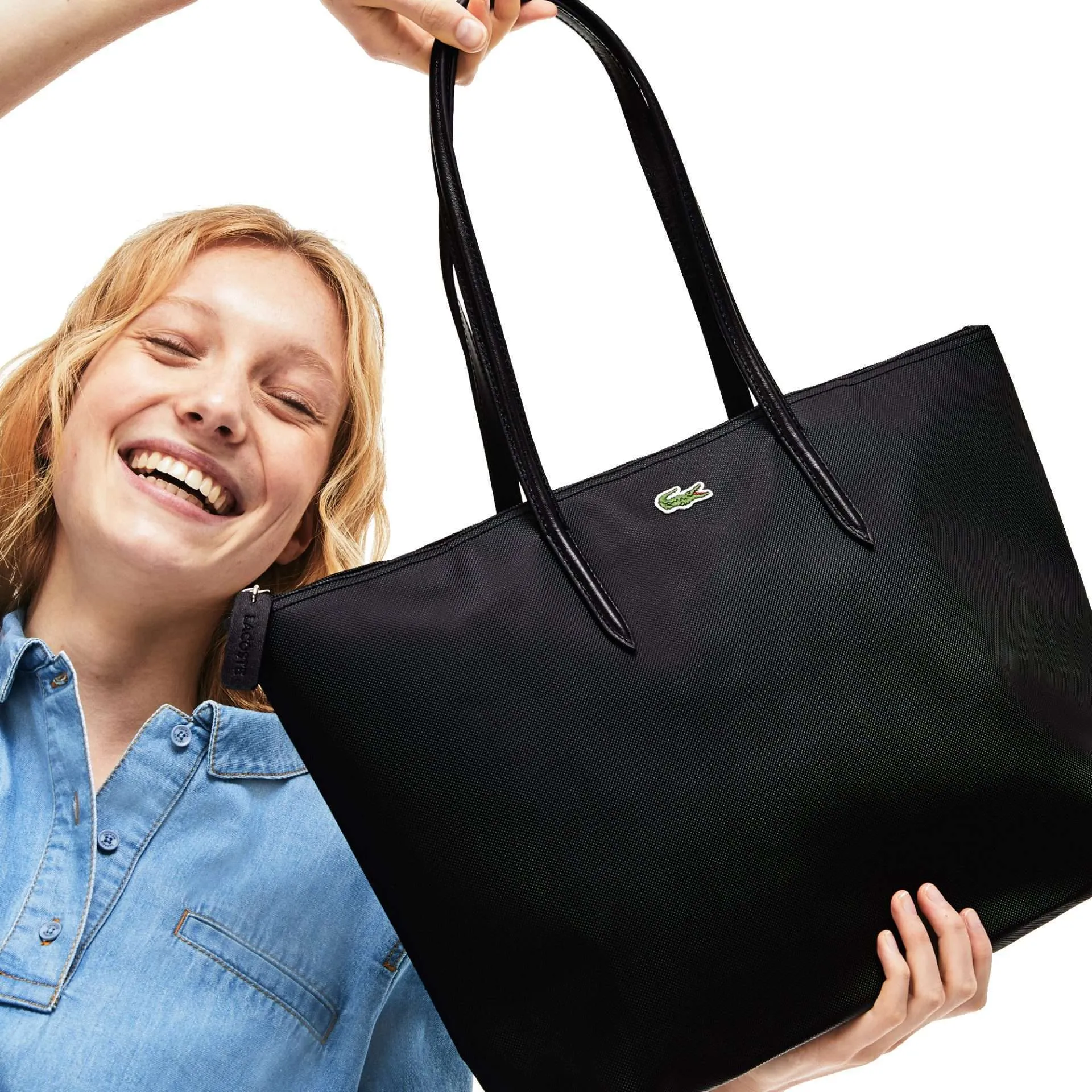 Lacoste Women’s L.12.12 Concept Zip Tote Bag (Black)