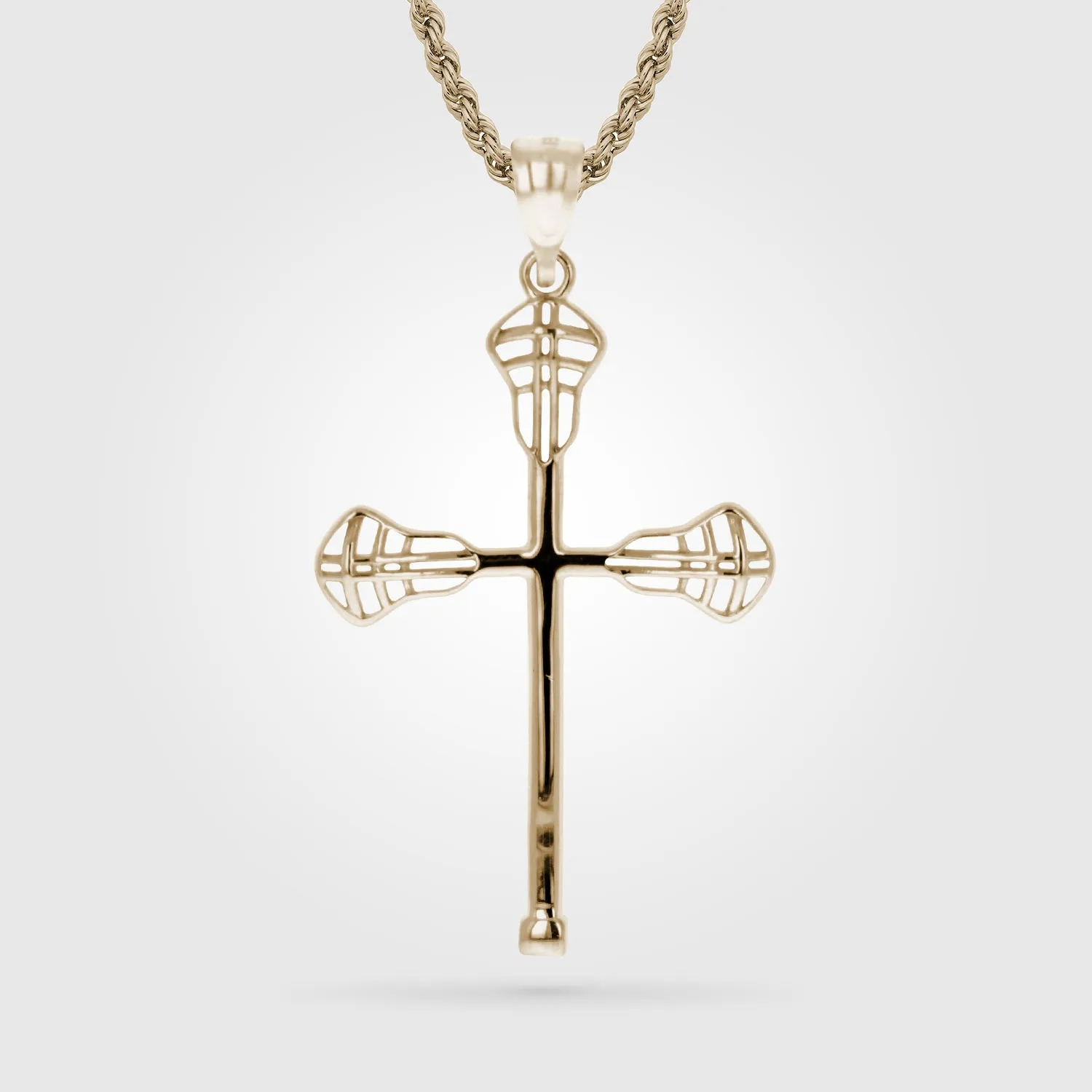 Lacrosse Cross Necklace - Gold