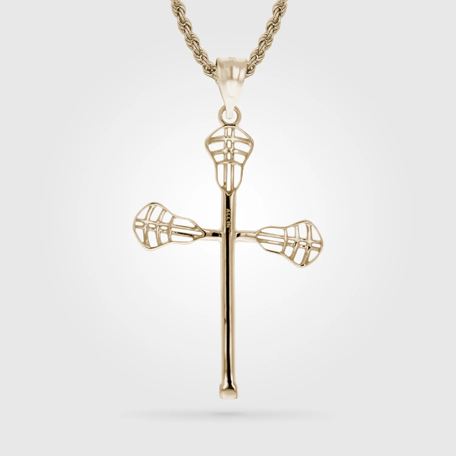 Lacrosse Cross Necklace - Gold