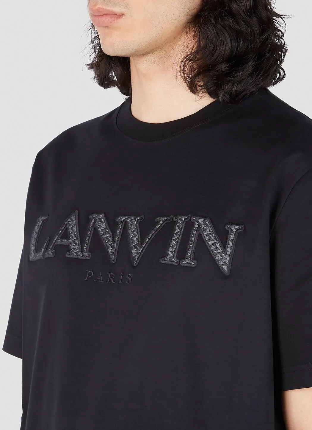 LANVIN | Men's Crew Neck Cotton Short Sleeves Logo T-Shirt