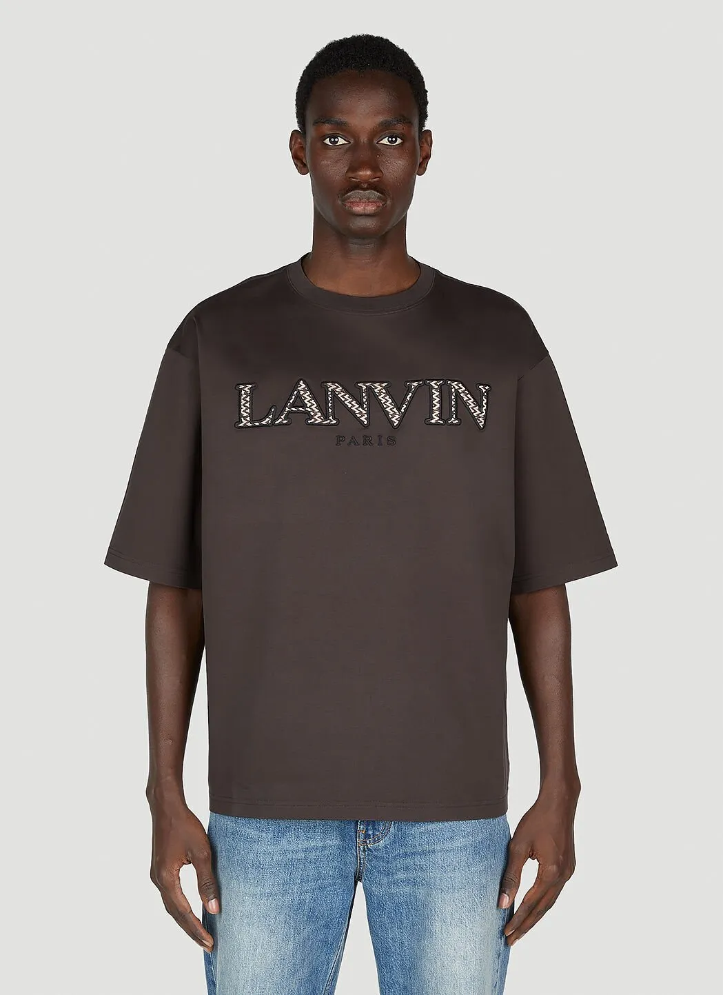 LANVIN | Men's Crew Neck Cotton Short Sleeves Logo T-Shirt