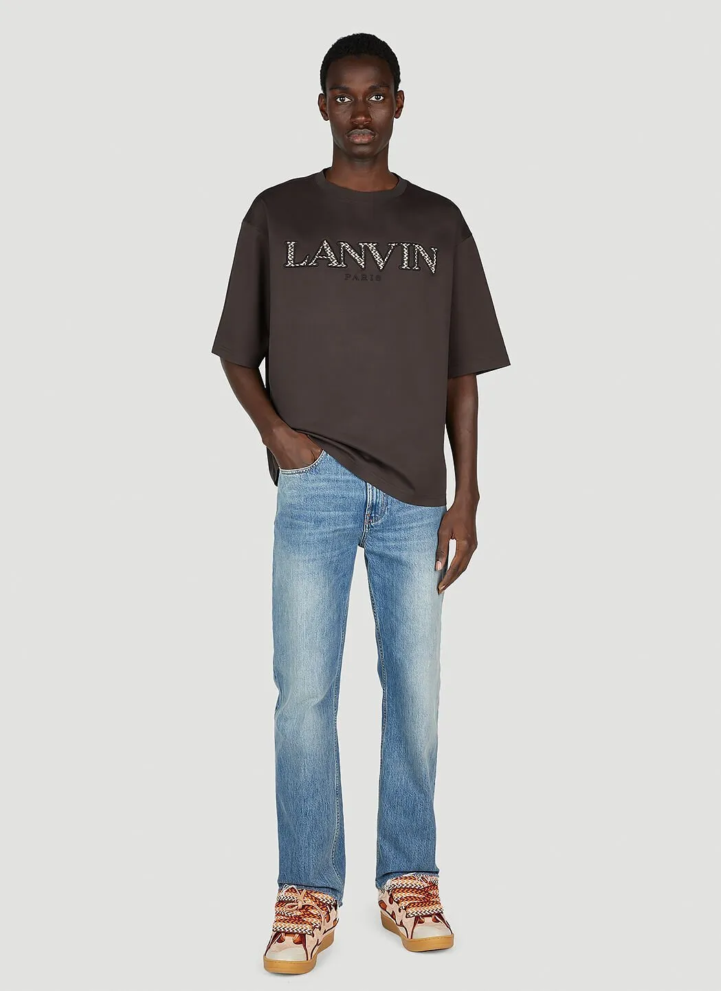 LANVIN | Men's Crew Neck Cotton Short Sleeves Logo T-Shirt