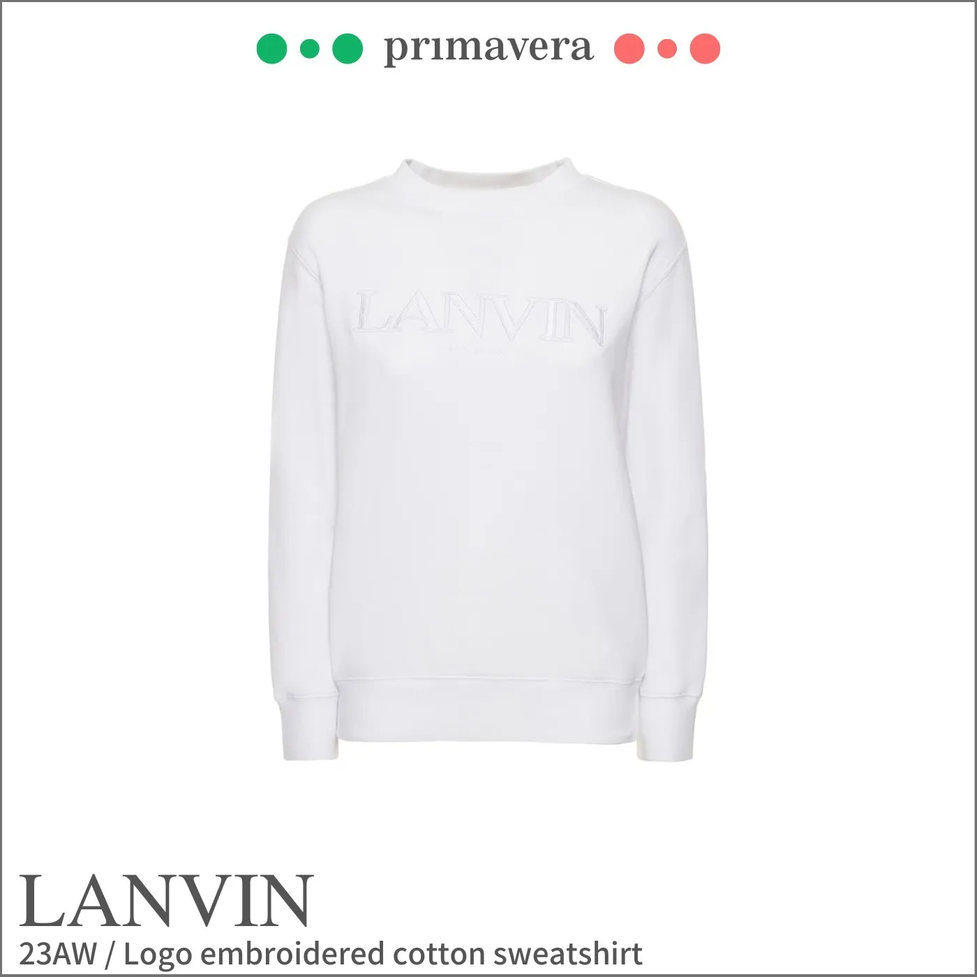 LANVIN | Ribbed Street Style Cotton Logo Long Sleeve - Plain