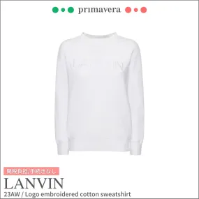 LANVIN | Ribbed Street Style Cotton Logo Long Sleeve - Plain