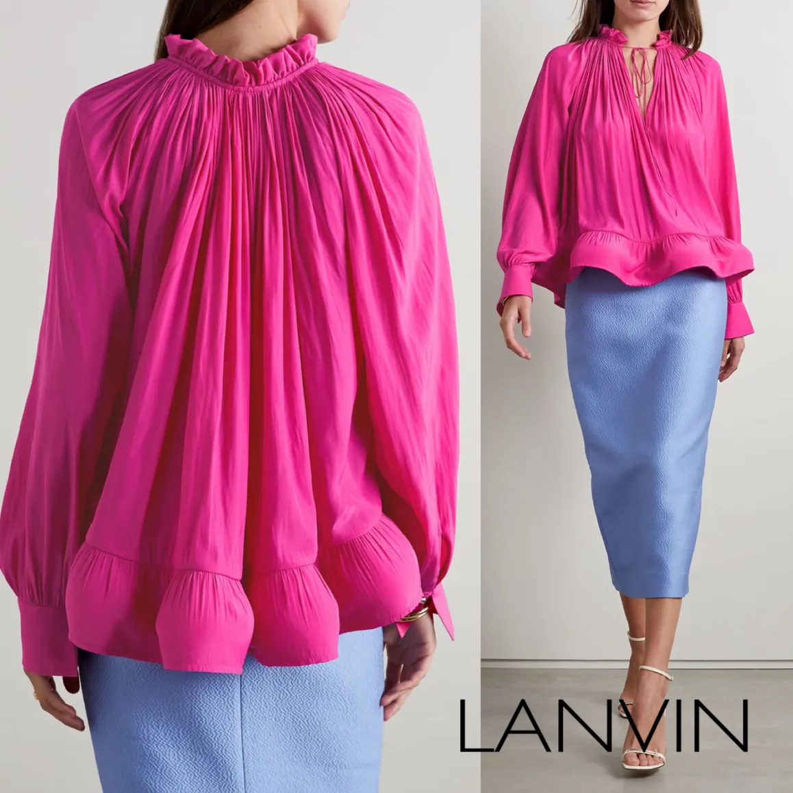 LANVIN | Stylish Long Sleeve Plain Office Elegant Style