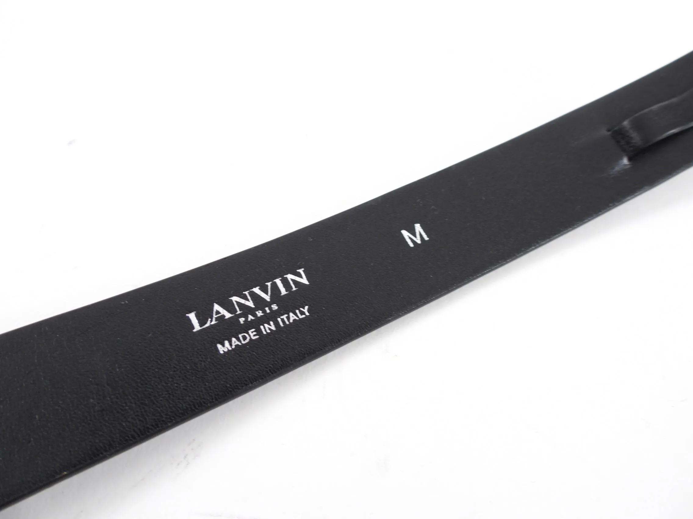 Lanvin Black Leather Belt Blue Jewel Detail M