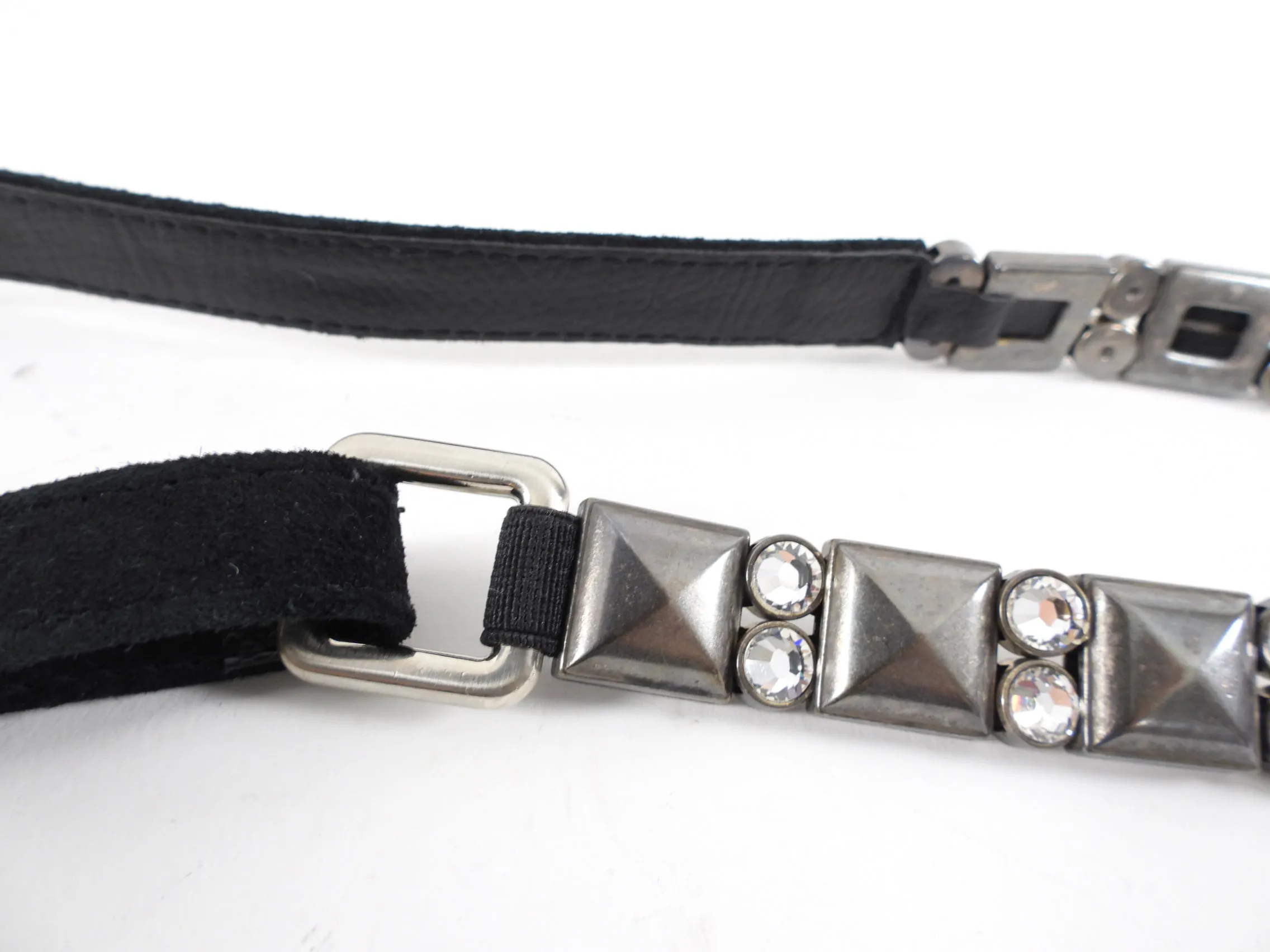 Lanvin Black Suede Belt with Jewels