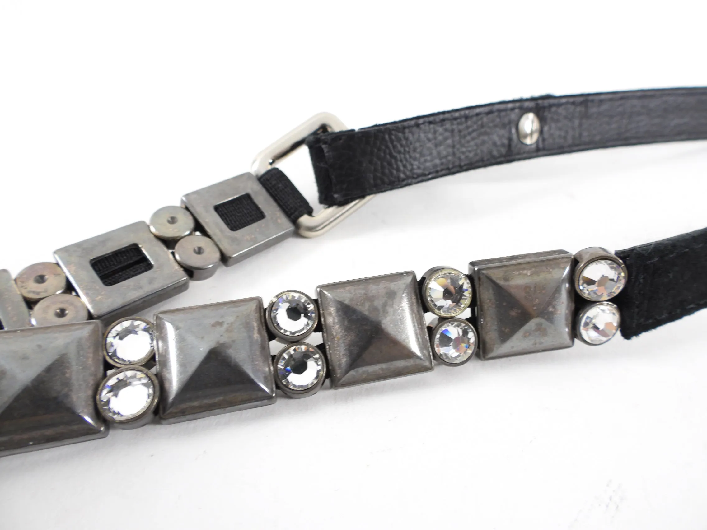 Lanvin Black Suede Belt with Jewels