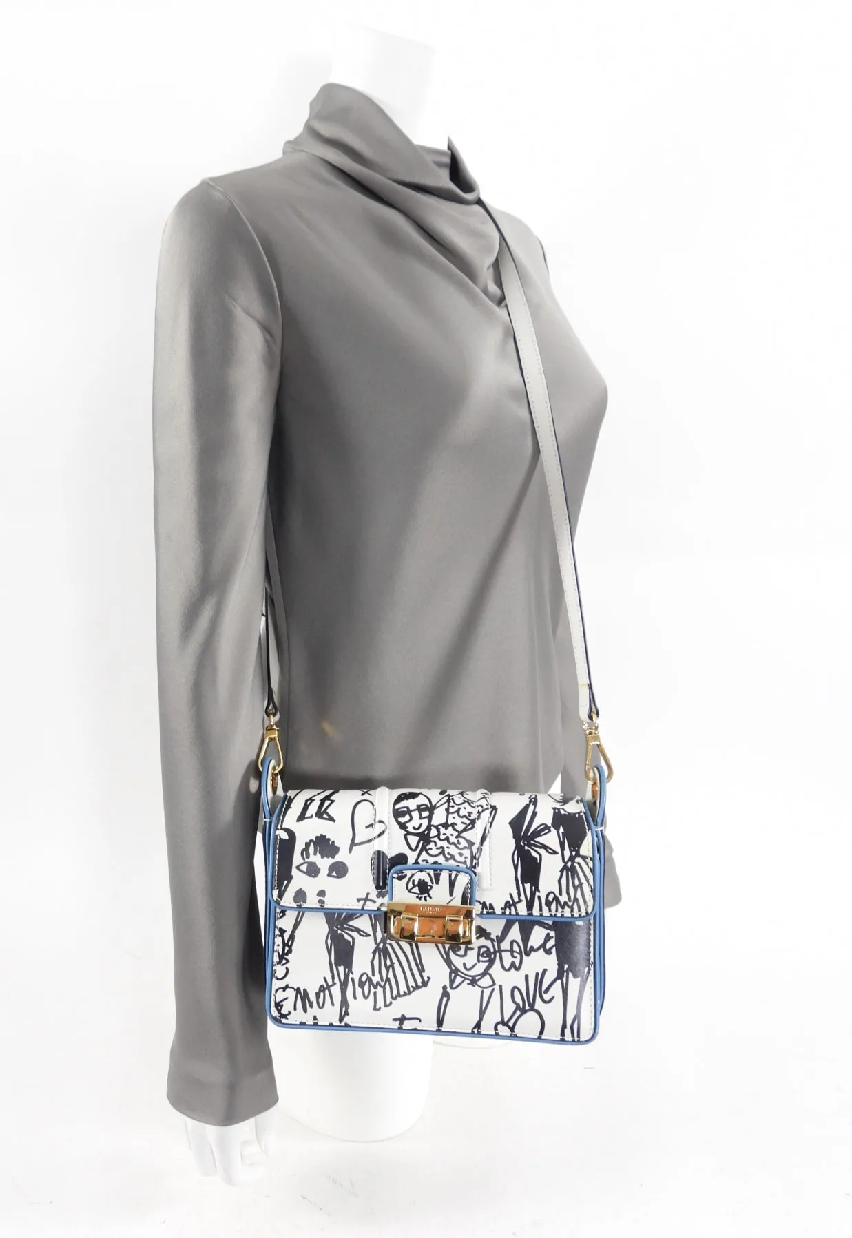 Lanvin Black White Graffiti Print Jiiji Bag