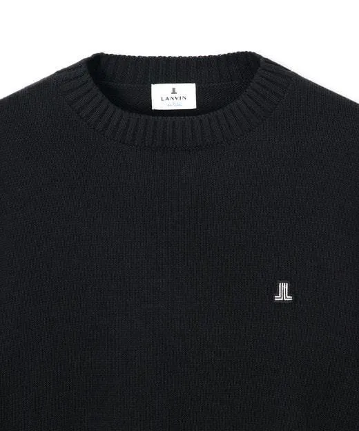 LANVIN en Bleu unisex street style long sleeves plain logo sweaters.