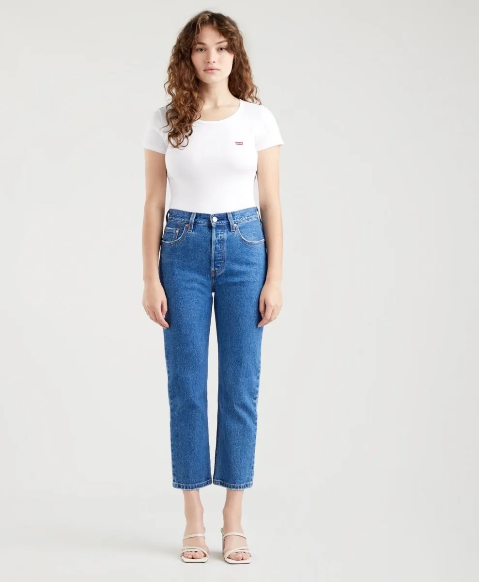 Levi's 501 CROP Jazz pop Medium Indigo - Worn In