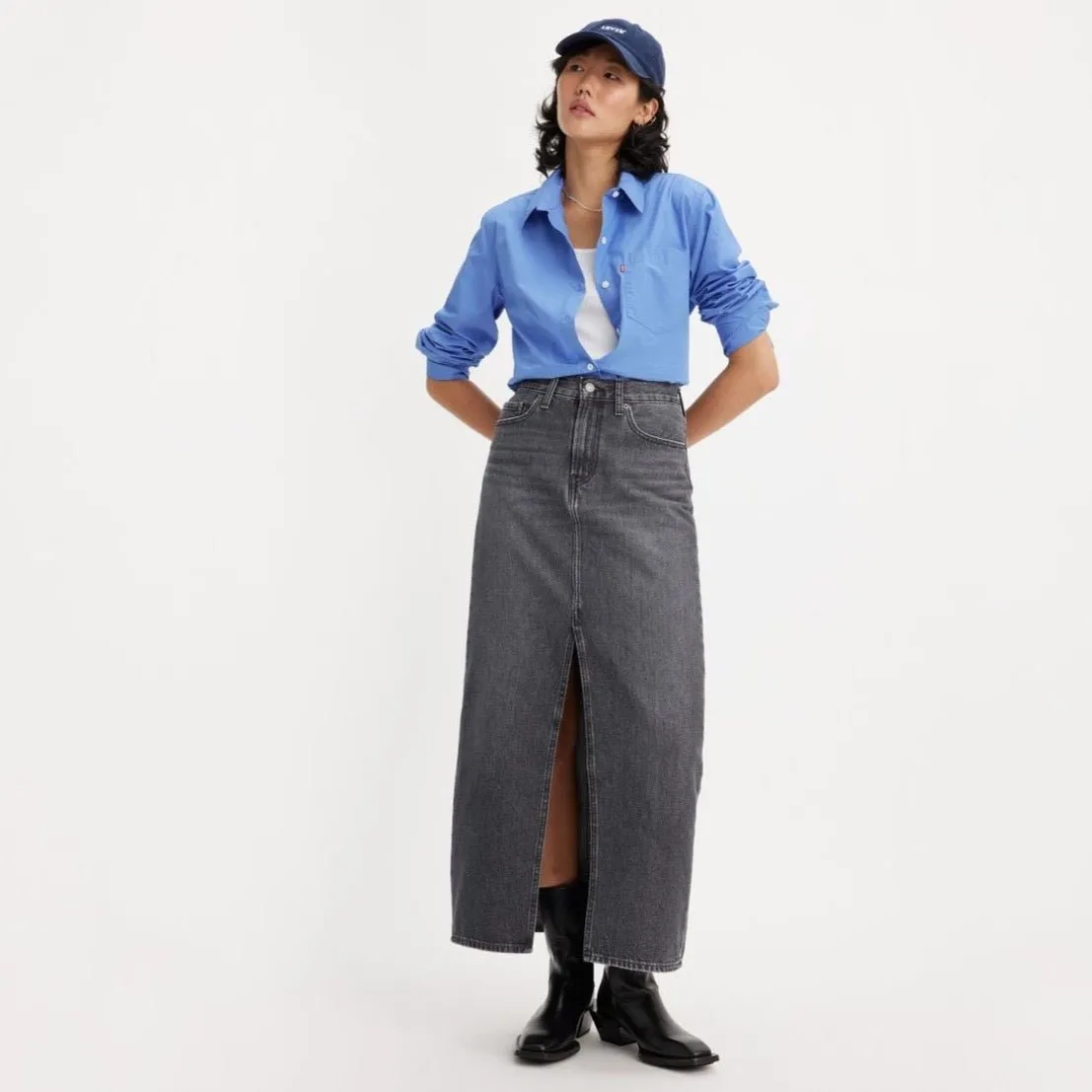 Levi's black ankle column skirt for adventurous seekers