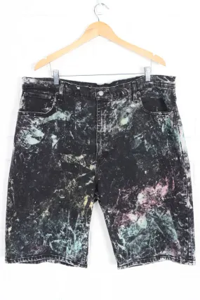 Levi's black denim jorts shorts, loose straight fit, with paint splatter design - size 42.