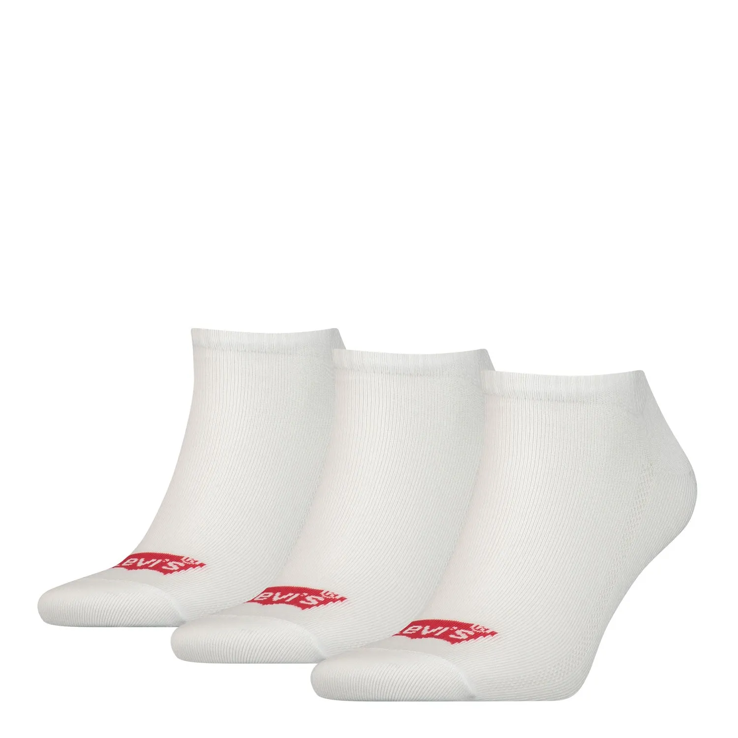 Levis Low Cut Batwing Logo Socks - White, 3 Pack