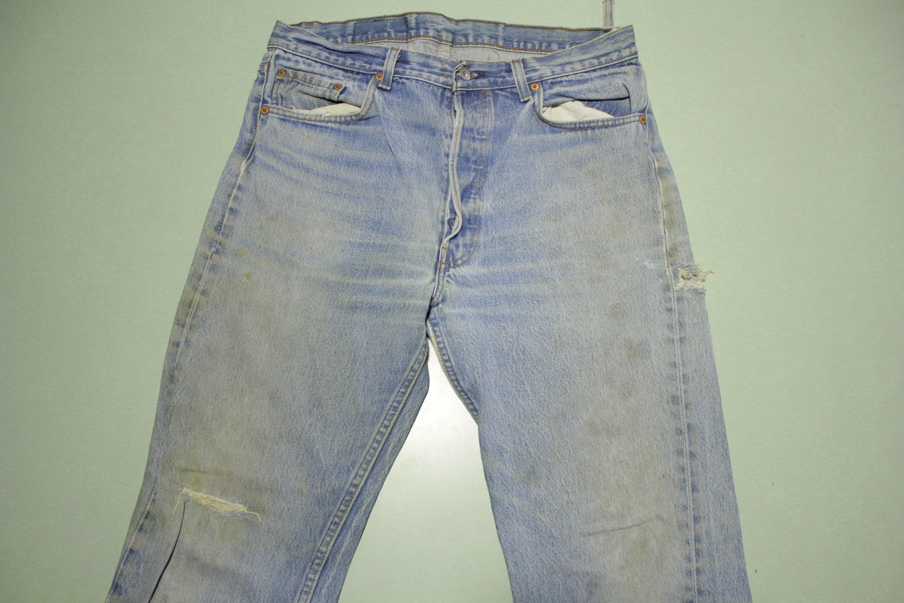 Levis Vintage Button Fly 501xx Distressed Denim Jeans - 80's 90's Grunge Punk