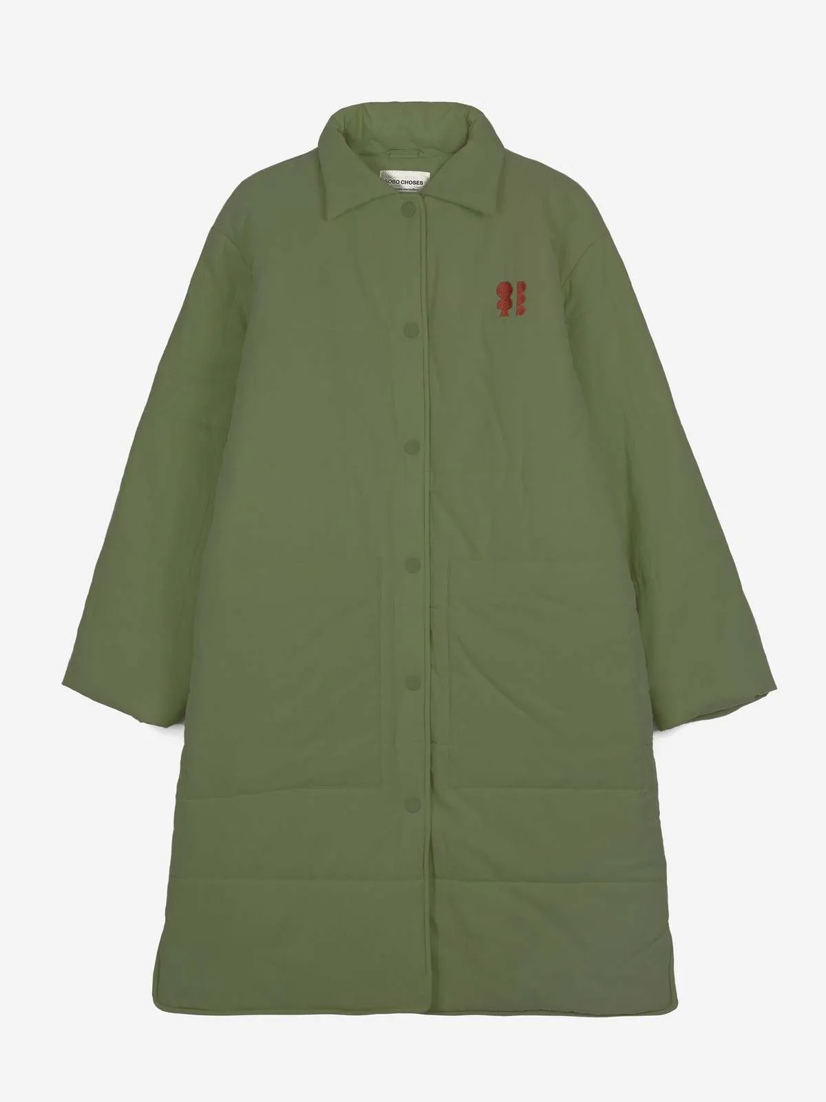 Long Padded Coat - olive green