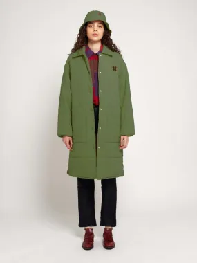 Long Padded Coat - olive green