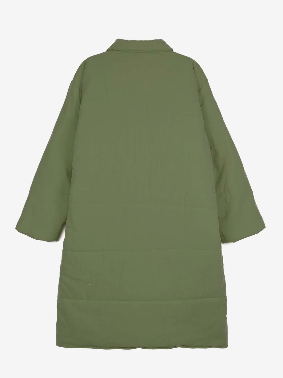 Long Padded Coat - olive green