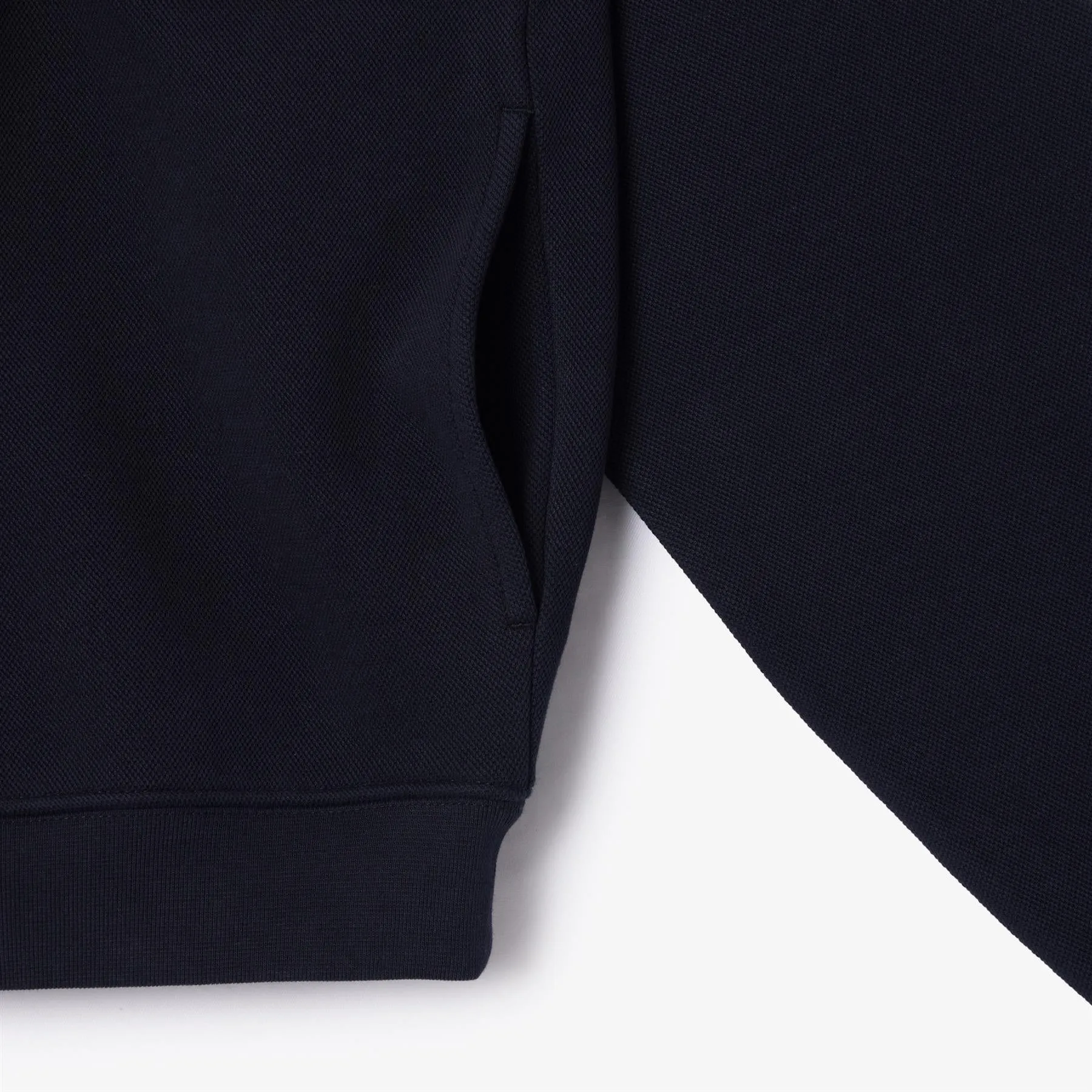 Loose Fit Navy Cotton Pique Quarter Zip Sweatshirt - SS24