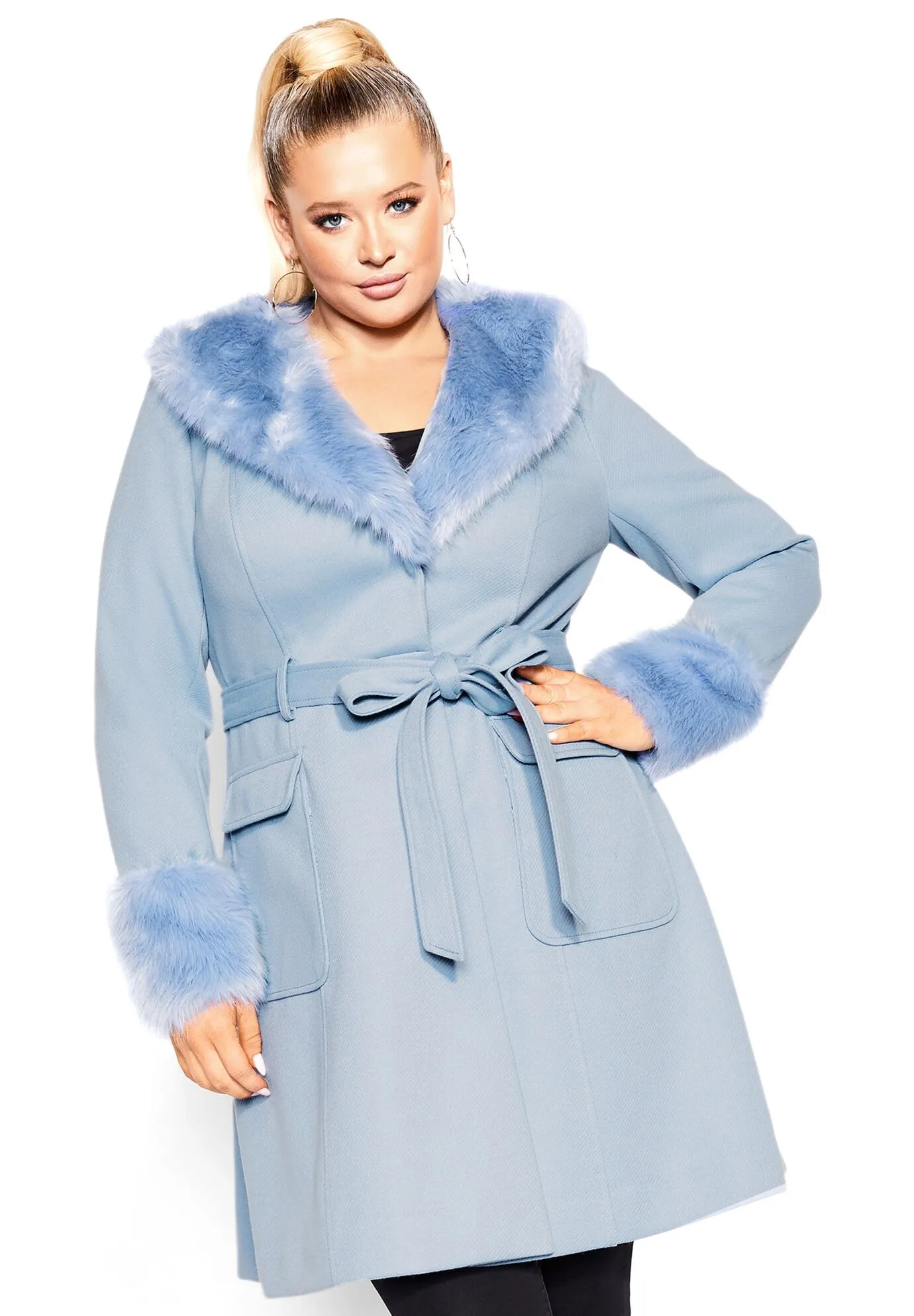 Make Me Blush Coat - powder blue