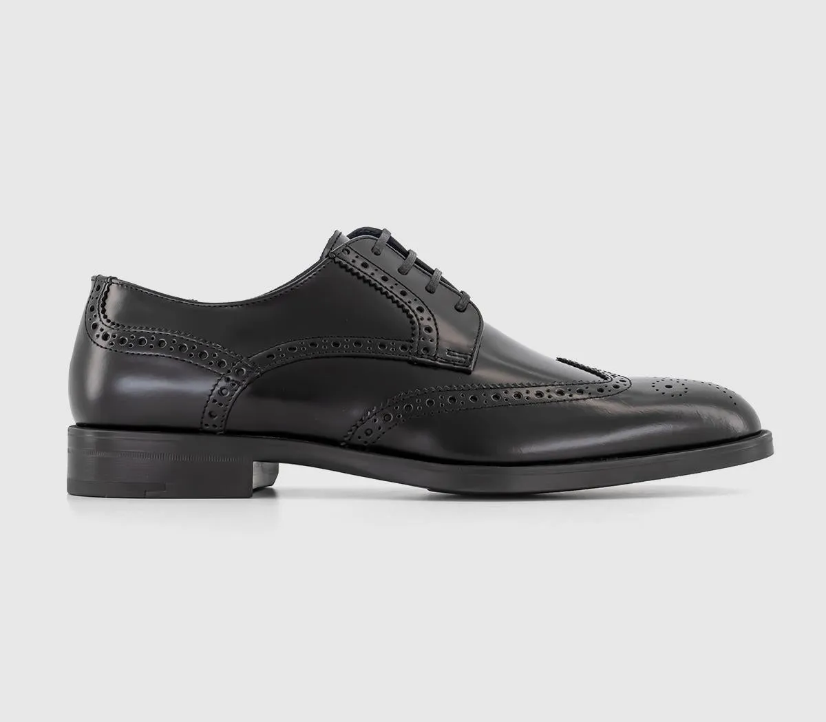 Men's Black Leather Poste Putney Derby Brogue Shoes