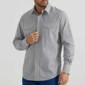 Men's White/Charcoal Stripe Long Sleeve by Wrangler