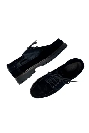 MOCASSINO GINEVRA SUEDE NERO E CAVALLINO