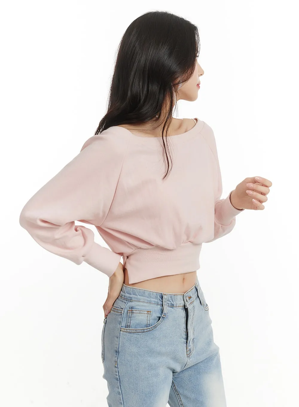 Off-Shoulder Crop Sweatshirt OF427