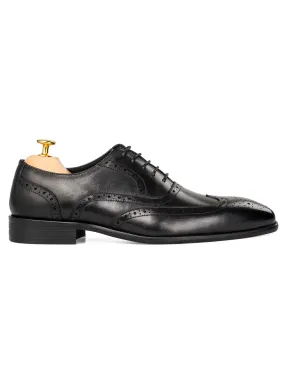 Oxford Brogue Wingtip - Black Lace Up Shoes for Men (Chisel Toe)