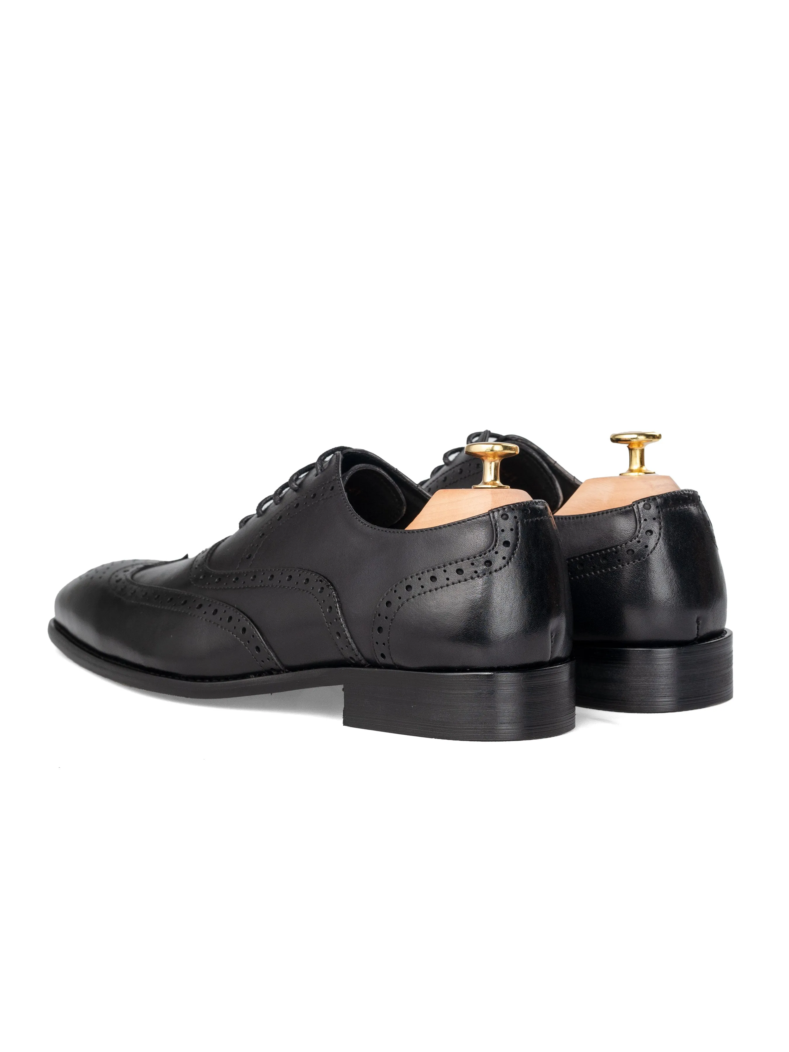 Oxford Brogue Wingtip - Black Lace Up Shoes for Men (Chisel Toe)