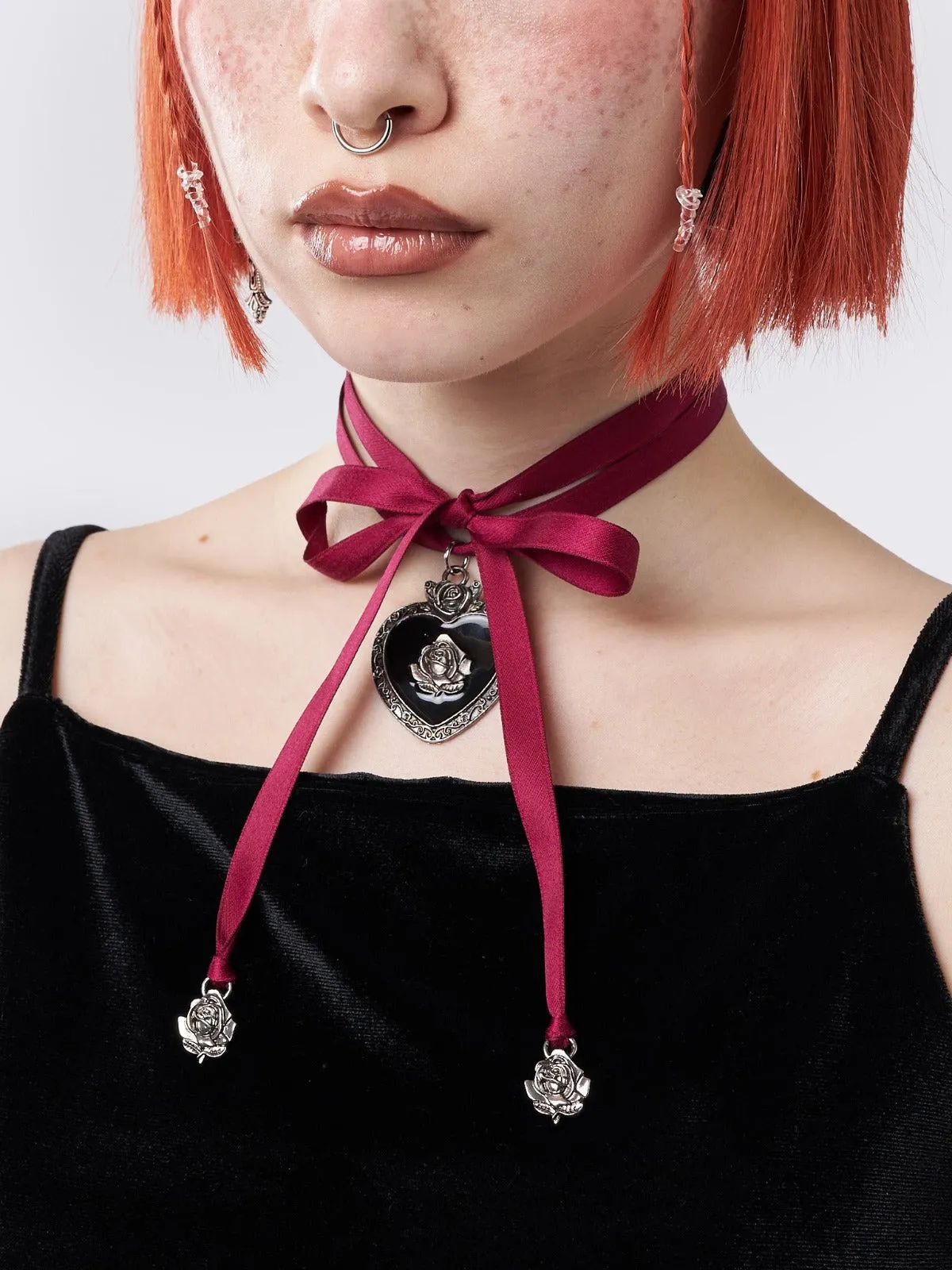 Pandora Heart Satin Ribbon Choker