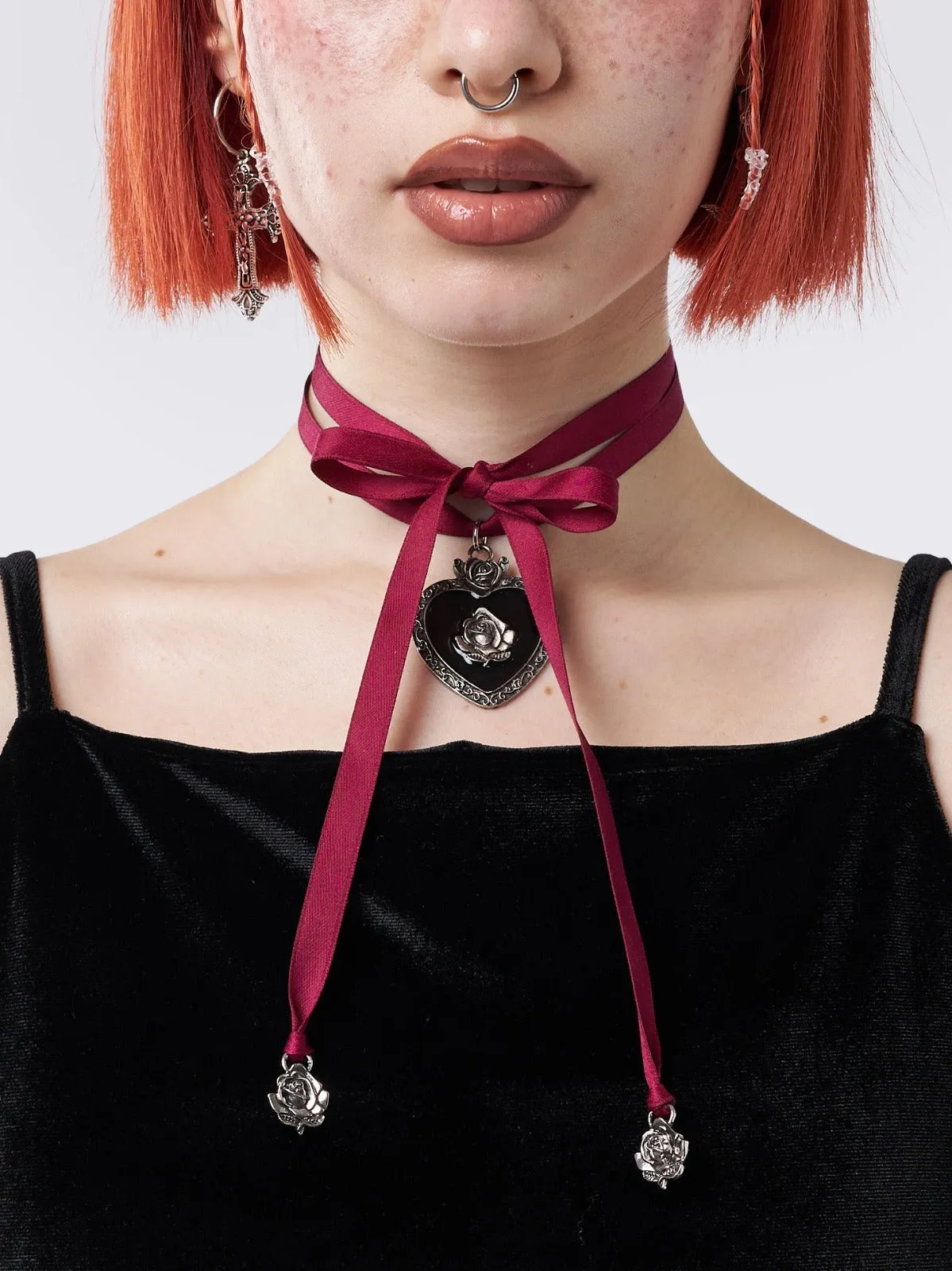 Pandora Heart Satin Ribbon Choker