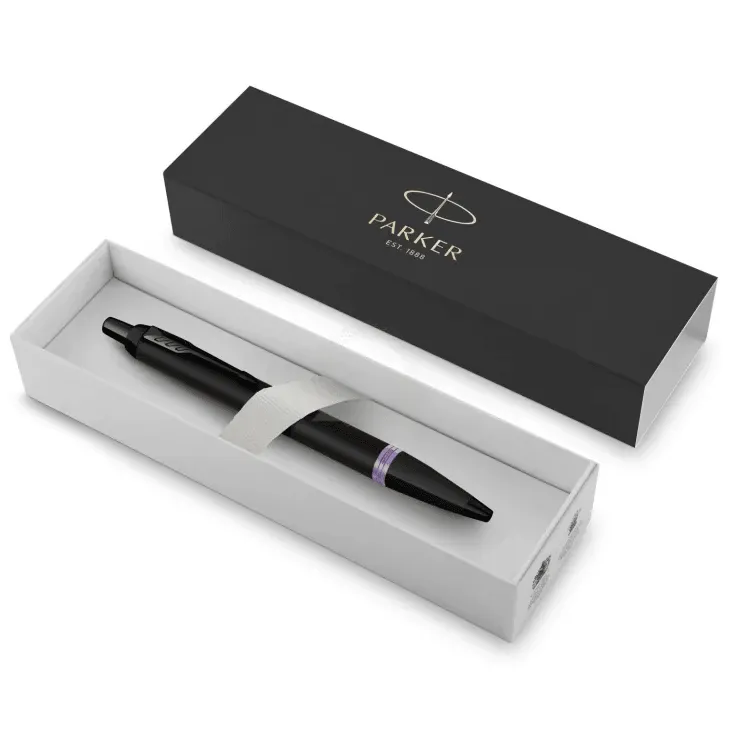 Parker IM Professional Ballpoint Pen Satin Black Vibrant Purple Ring Gift Box