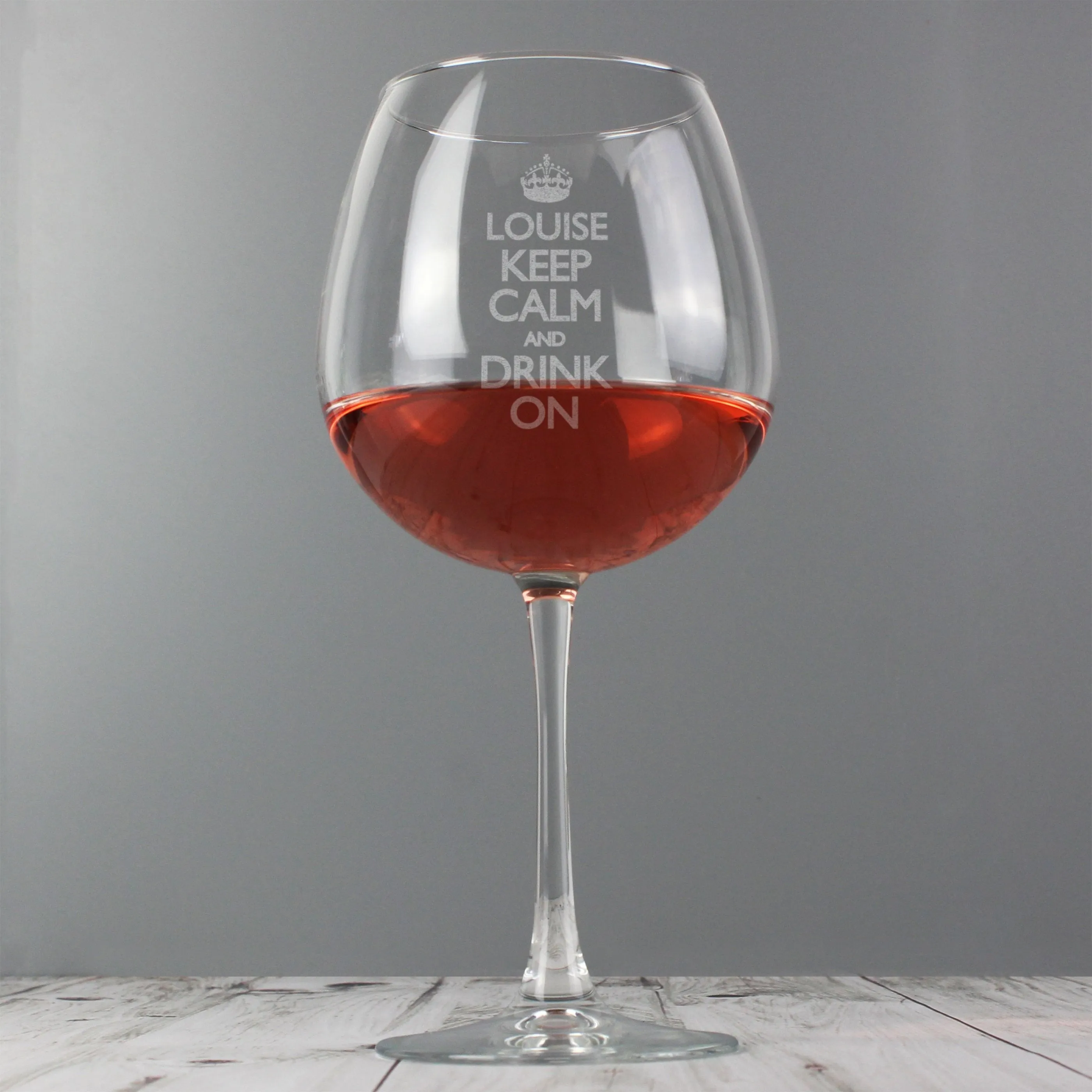 Personalized Keep Calm Wine Glass with Customized Engraving