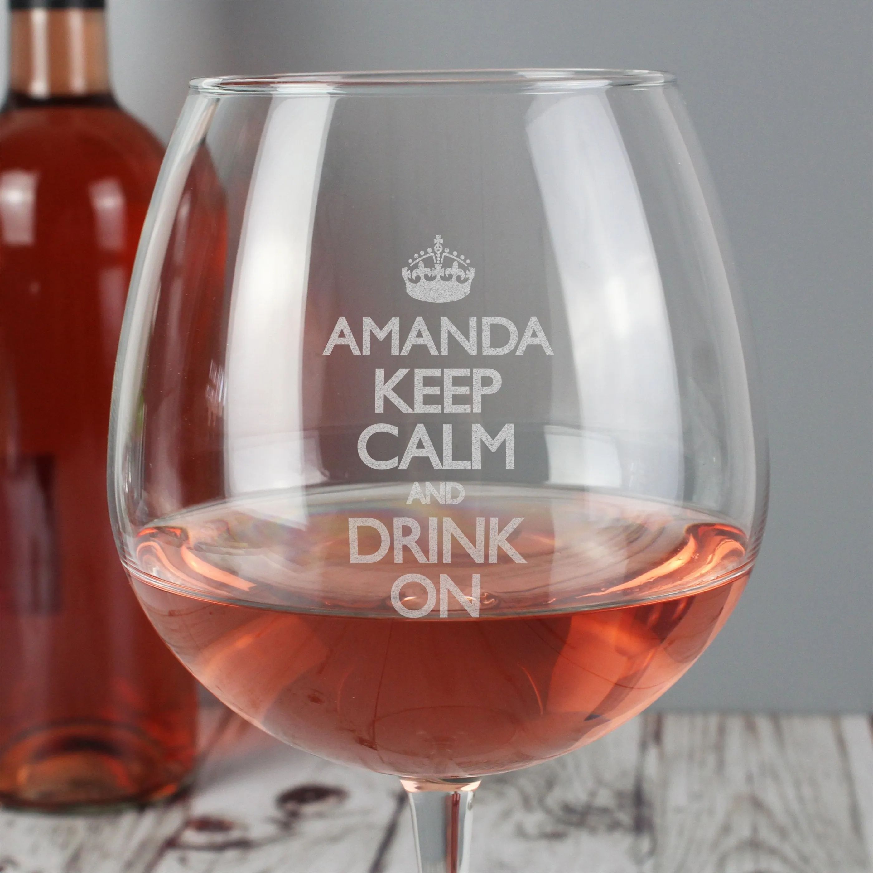 Personalized Keep Calm Wine Glass with Customized Engraving