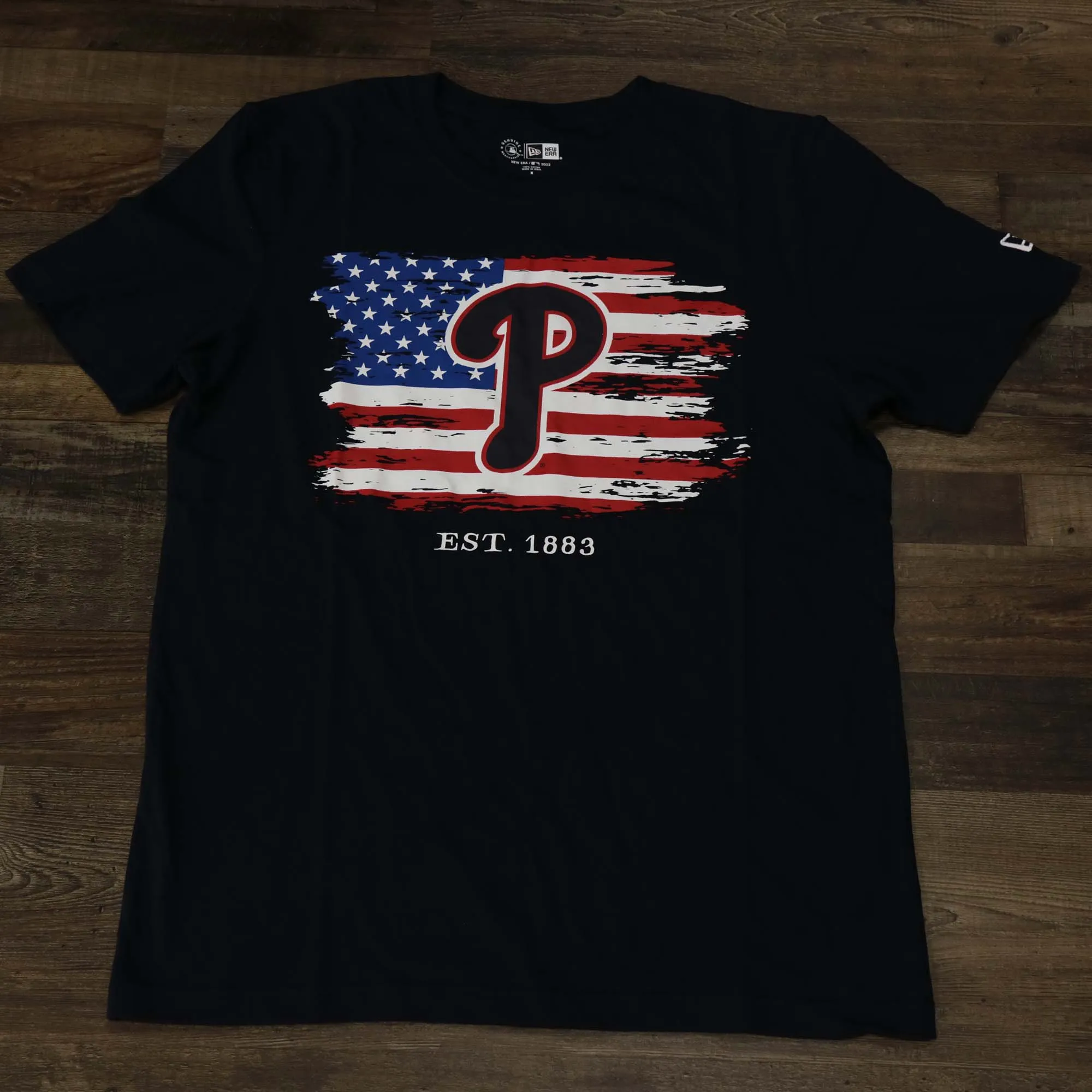 Philadelphia Phillies 2022 4th of July Stars and Stripes T-Shirt | New Era Navy