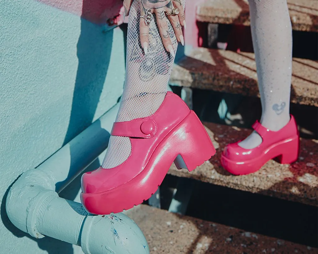 Pink Liquid Bubble Platform Shoes – Mary Jane Style